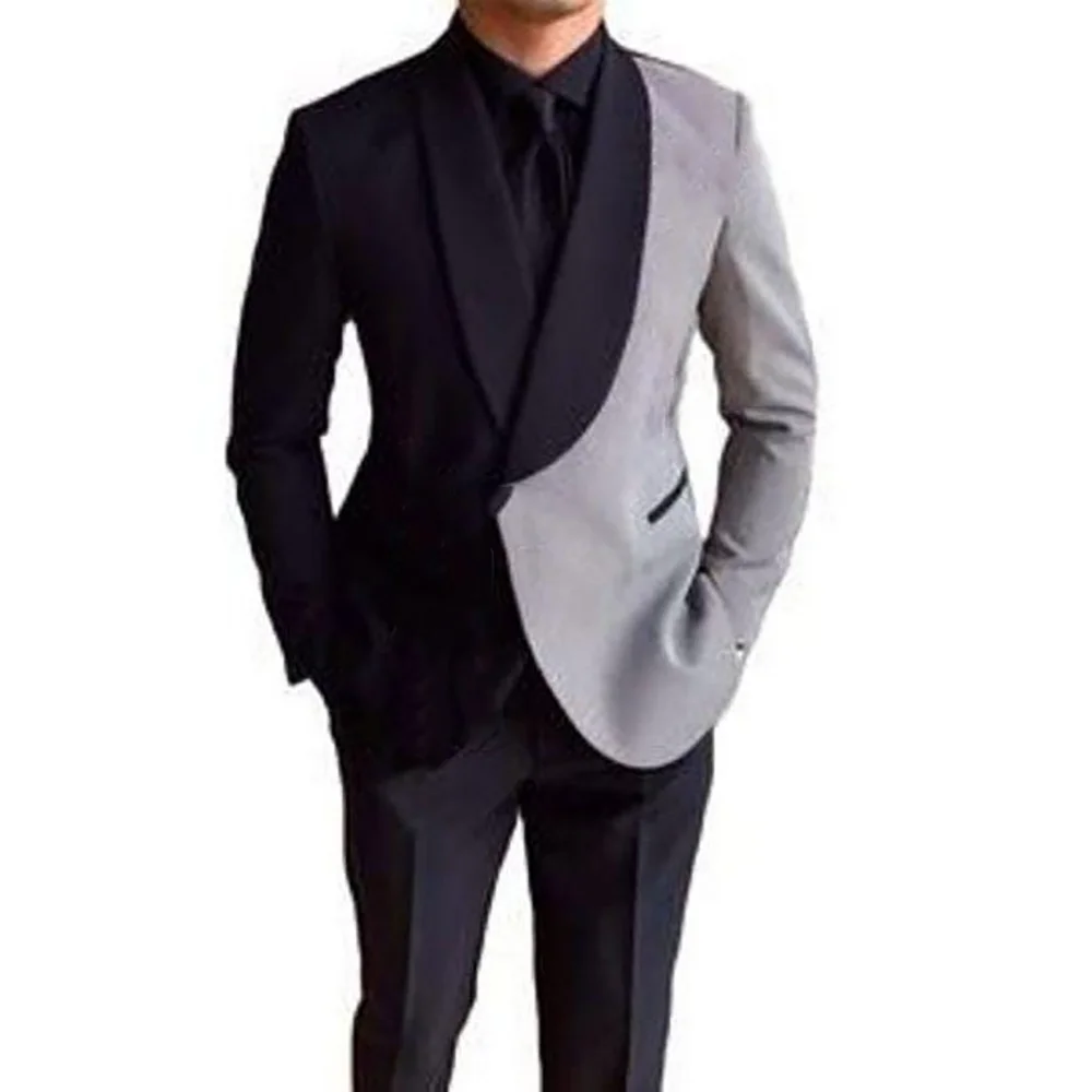 

2025 Business Casual Patchwork Color Men's Suits 2 Pieces Blazer Set Jacket Pants Groom Wedding Tuxedos Best Costume Homme