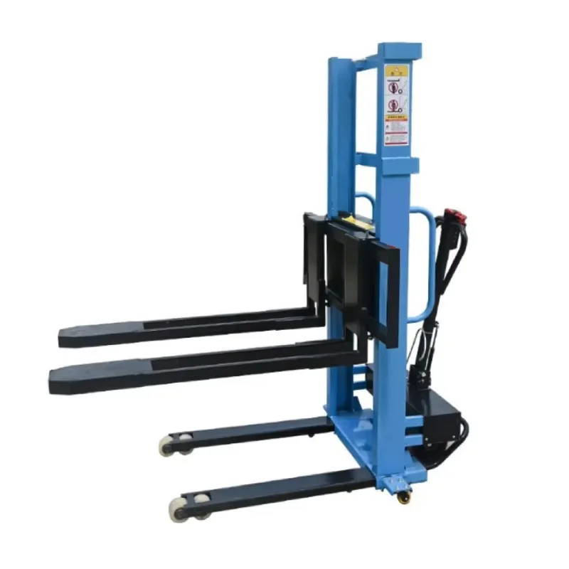 1t 1.6mm all-electric two-stage mast lithium battery pallet stacker forklift self-loading and unloading pallet cargo lifting