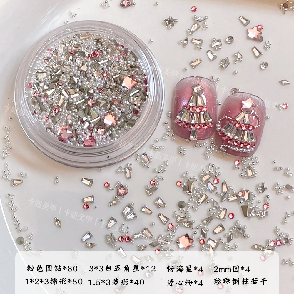 Christmas Rhinestone Press On Nails Handmade Whitening Nail Stickers