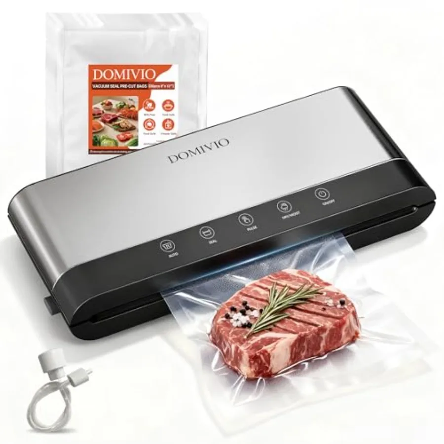 Vacuum Sealer Machine for Food 5-in-1 Food Saver with Built-In Cutter and 20 BPA-Free Bags Dry and Moist Modes Compact Easy-to-