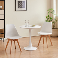 Round Dining Table Elegant White Nordic Tulip Top Dining Table Round Versatile Table Kitchen Coffee Balcony WHite/Black 70cm
