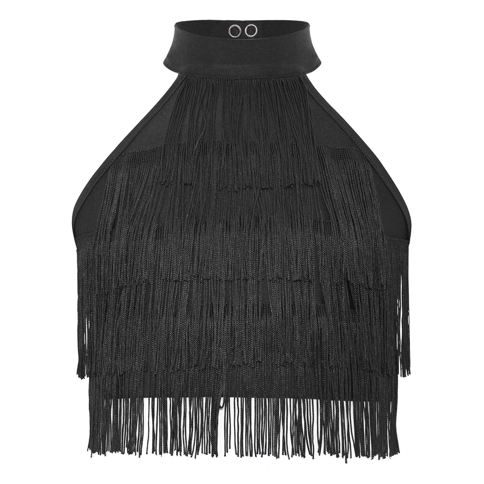 

Kids Girls Salsa Latin Jazz Dance Top Fringe Sleeveless Strappy Back Tiered Tassels Tank Crop Vest for Prom Performance Costume