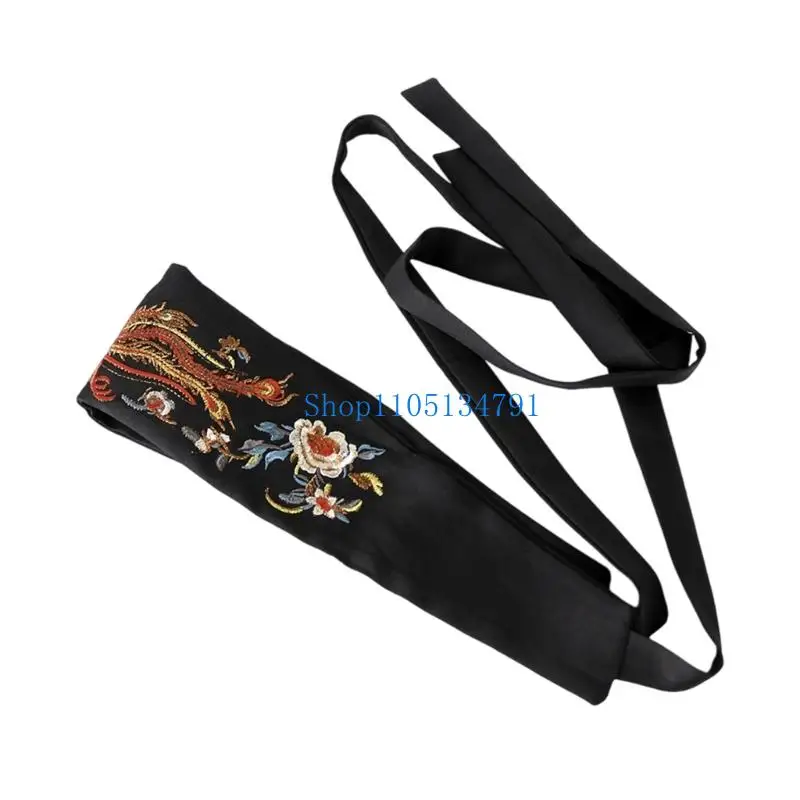 حزام خصر تقليدي واسع بطول 98 كم للنساء، تصميم مطرز، حزام من القماش الناعم، إكسسوار أزياء للمناسبات الثقافية