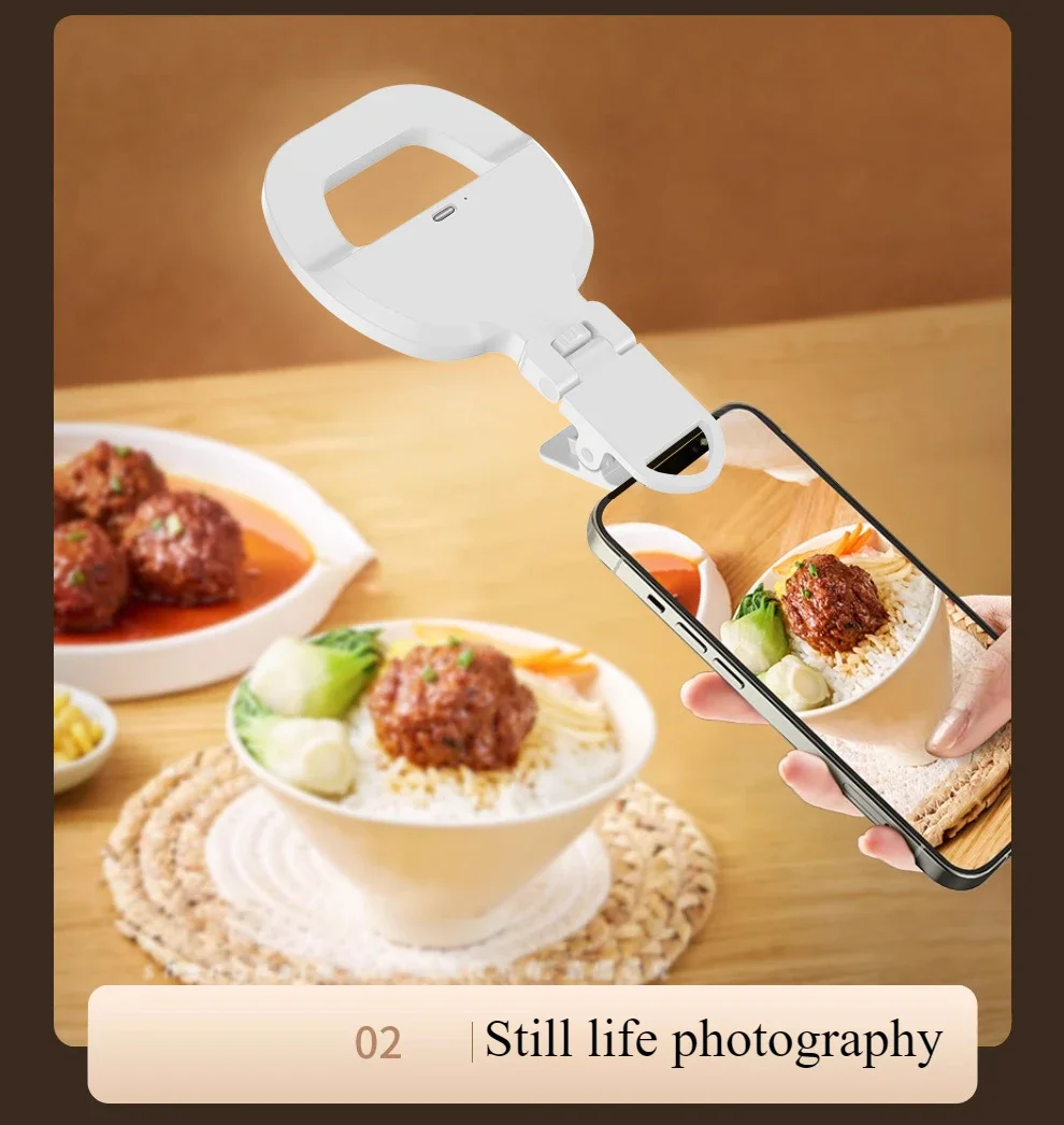 LED Selfie Fill Light Rechargeable Clip-on LED Selfie Fill Light For iPhone Samsung Smart Phone Video Photo Girl Makes Up
