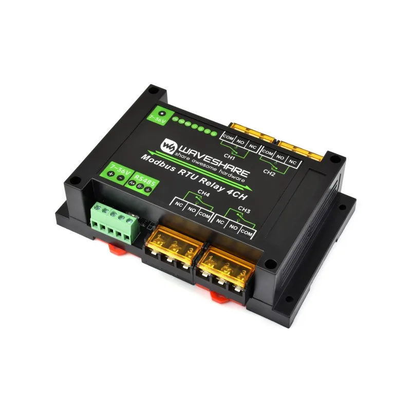Modbus RTU 4-ch Relay Module with RS485 Interface, 30A High Current, Onboard LED Indicators, Multi Isolation Protecti