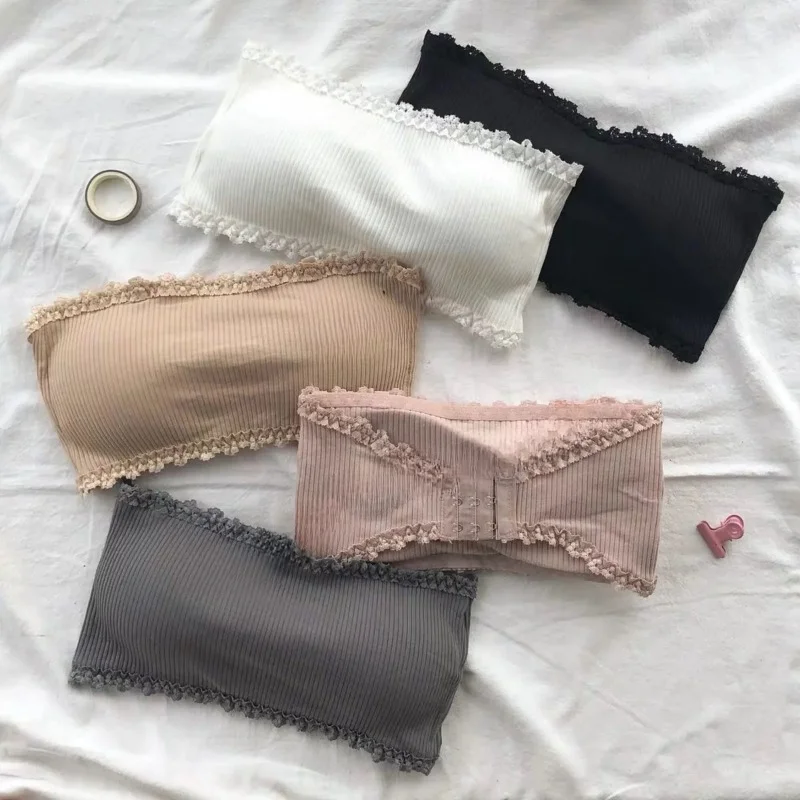 Letnie bezszwowe topy typu tuba damskie solidny niewidoczny biustonosz bielizna Push Up usztywniany gorset Bandeau oddychająca bielizna Bralette