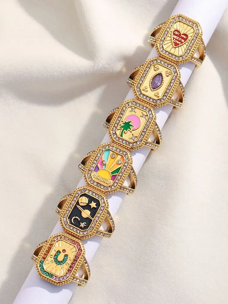MamacitaSlay 316L roestvrij staal emaille zirkoon hart ster maan ring ketting partij waterdichte sieraden dames charme sieraden - afbeelding 2