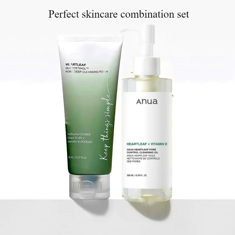 

Anua Skin Care Set Heartleaf Face Wash Cleaner Foam Deep Cleaning Pore Control Makeup Cleansing Oil Korean Original Skincare Set