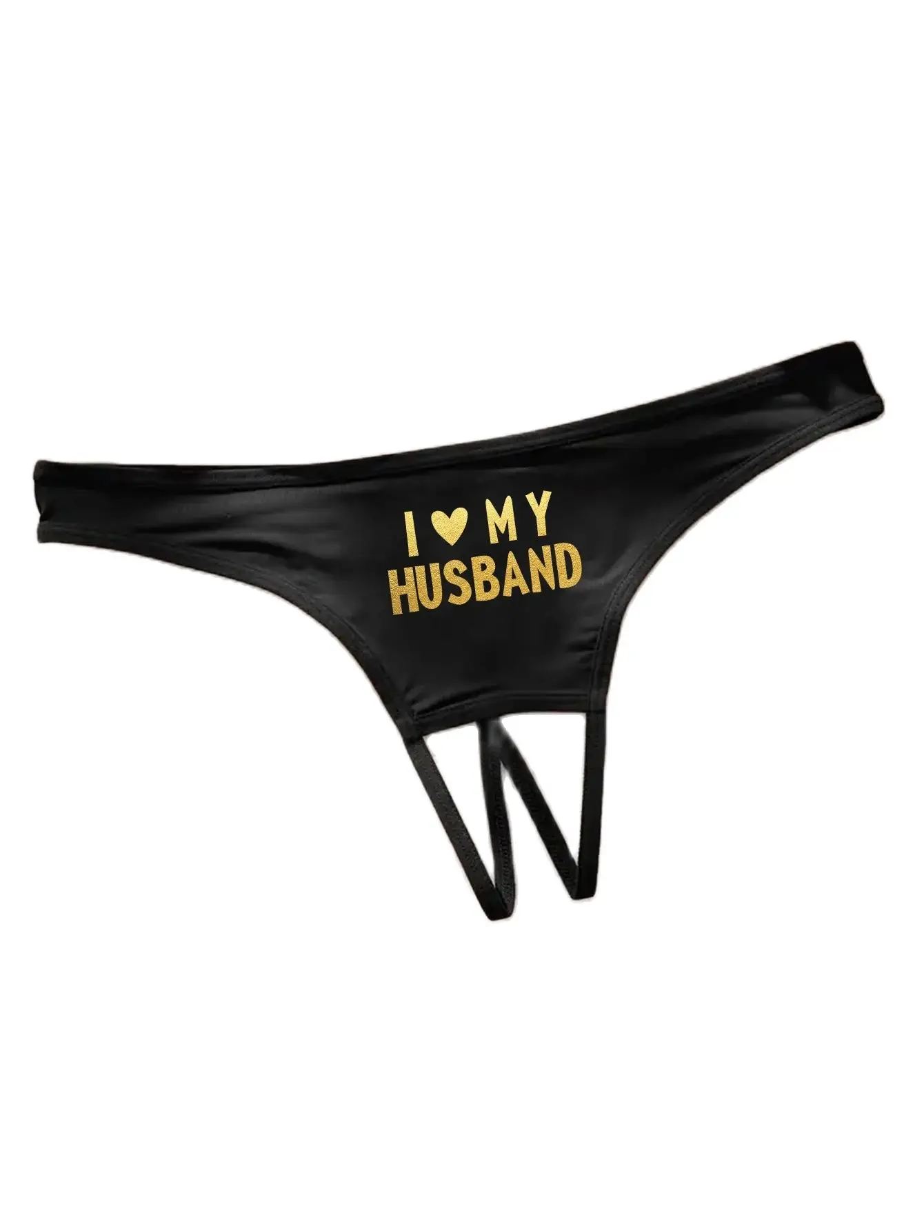 Women Sexy Panties Crotch Opening Thong with I Love My Husband Prints Briefs Intimates Lingerie S M L XL