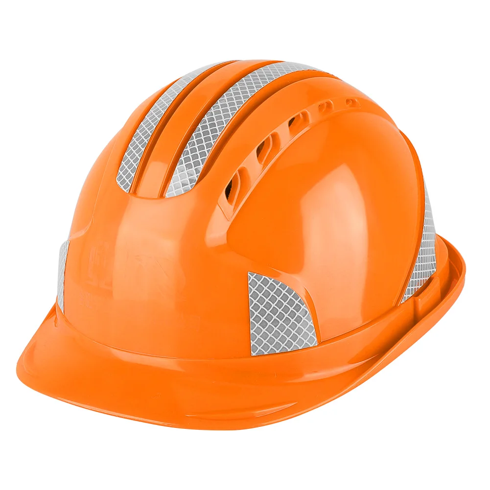 ZK40 Construction Site Protective Cap Ventilate ABS Hard Hat Reflective Stripe Safety Helmet(Orange)