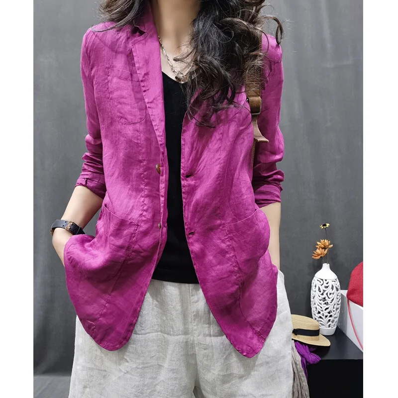 

Chinese Style Cotton and Linen Women's Jacket Fashion Retro Literature and Art Casual Versatile Lightweight Breathable Coat