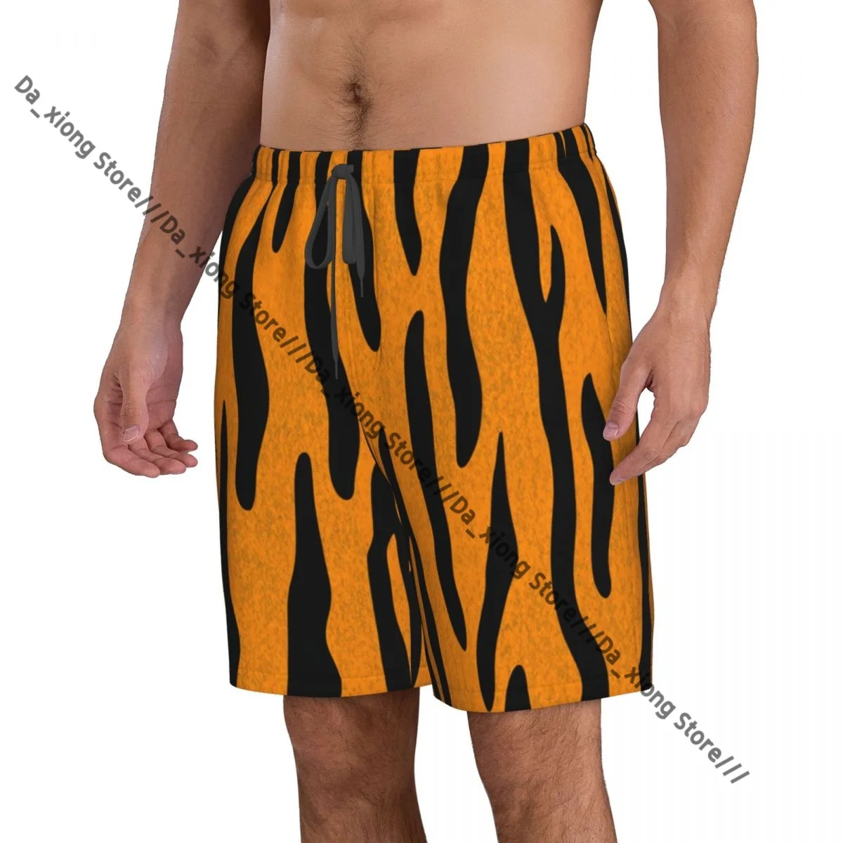 Tiger Skin Pattern Quick Dry Swimming Shorts For Men Swimwear Swimsuit Trunk Bathing Beach Wear