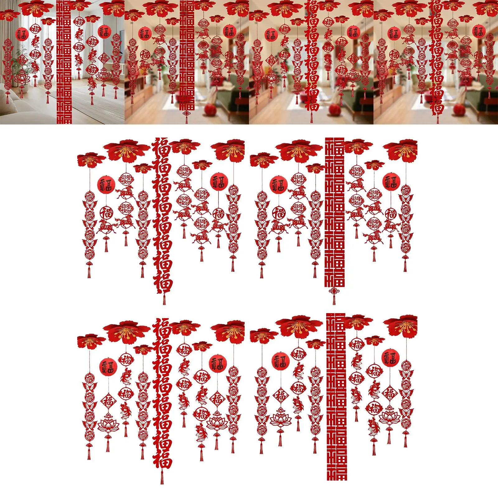 Colgantes rojos de Año Nuevo, decoración de techo de fieltro, adorno para Festival de Primavera para fiesta de Año Nuevo Chino 2026