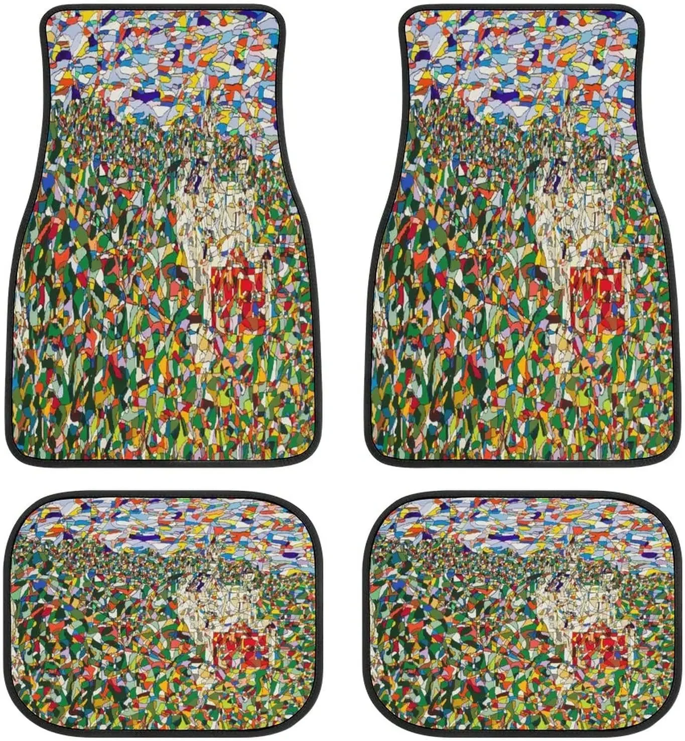 Neuschwanstein Castle Pop Art Car Mats Front&Rear 4-Piece Full Set Carpet Car SUV Truck Floor Mats with Non Slip Back