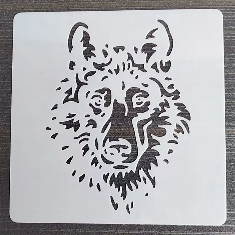 1PCS 13*13Cm Wolf Template DIY Layering Stencils Wall Painting Scrapbook Coloring Embossing Album Decorative Card Templat