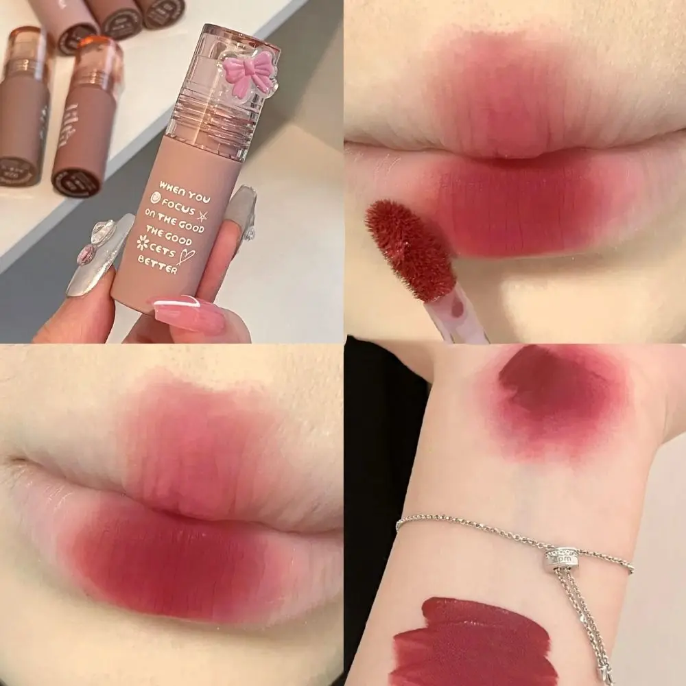 แบบพกพา Long-Lasting Lip Glaze Smooth Waterproof Lip Mud Natural Matte Lip Gloss Lip และ Cheek