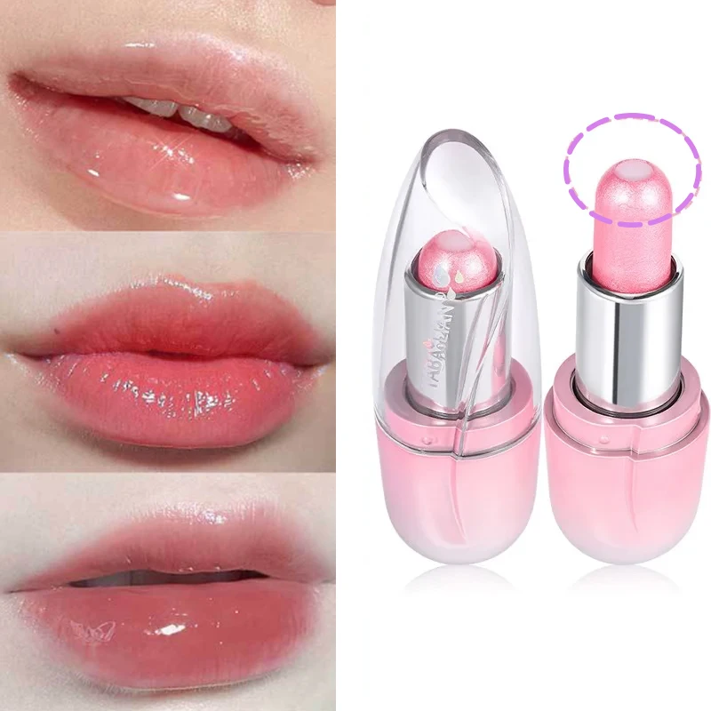 Batom com glitter hidratante, diamante, brilhante, gelatina, sólido, brilho labial, duradouro, copo antiaderente, pérola, bálsamo labial, cosmético coreano