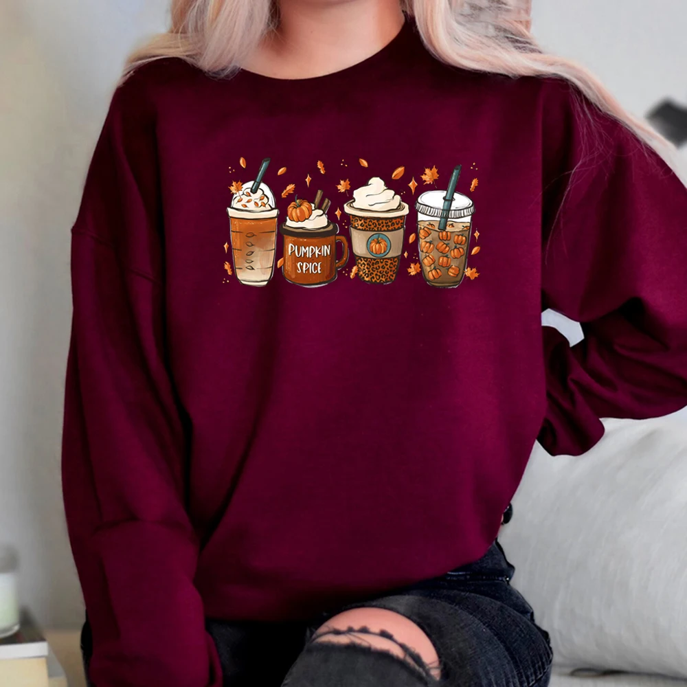 Fall Coffee Sweatshirt for Women Thanksgiving Sweater Fall Crewneck Pumpkin Spice Hoodie Halloween Shirt Unisex Long Sleeves Top