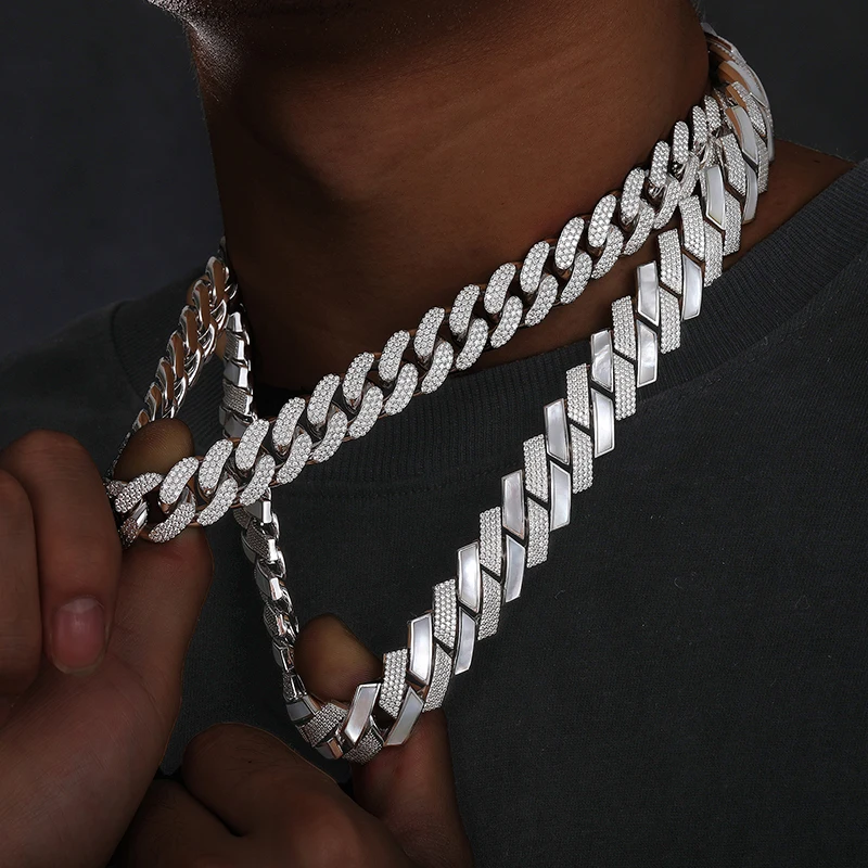 100% Pass Diamond Tester 15mm Moissanite Iced Out Cuban Link Chain Luxury 925 Sterling Silver Lab Grown Gemstone Neck Chain...