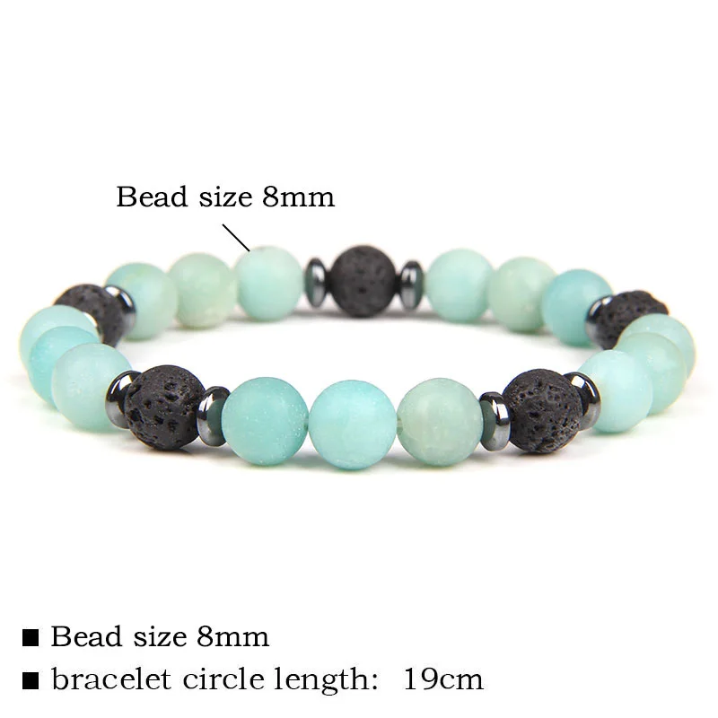 Volcanic Stone Bracelet For Women Men Matte Stone Bangle Tiger Eye Agates Aventurine Spacer Beads Bracelet Fashion Jewelry Gift