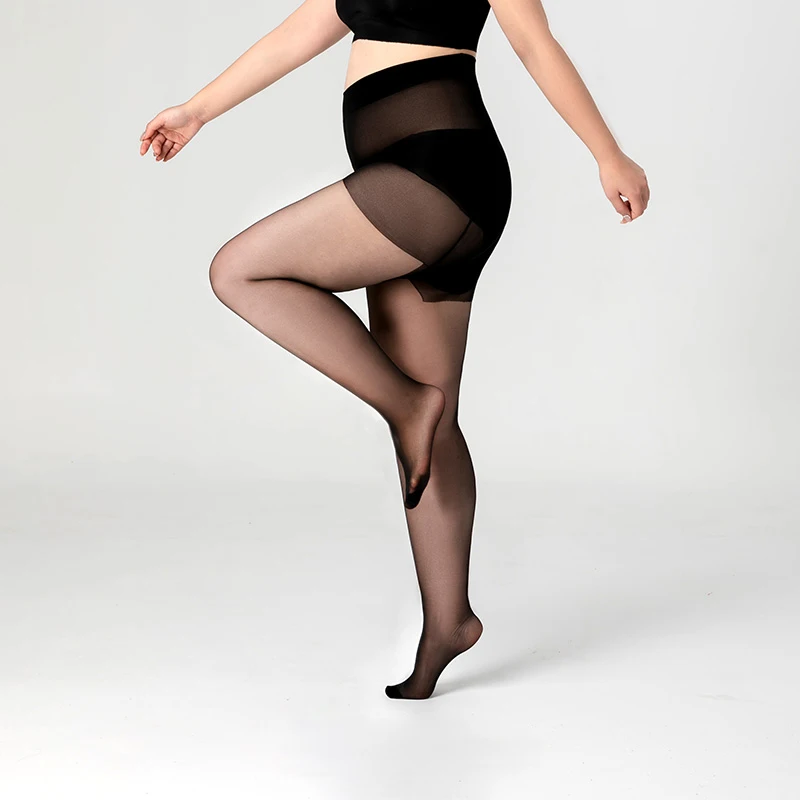 Oversize Plus Size Women 0D Invisible Sheer Control Top Pantyhose High Stretch Soft Nylon Breathable Daily Wear Hosiery