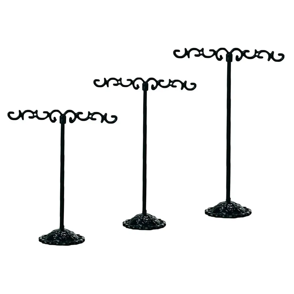 Adjustable Iron Jewelry Display with Three Tiered Holders for Earring Necklace Display and Storage