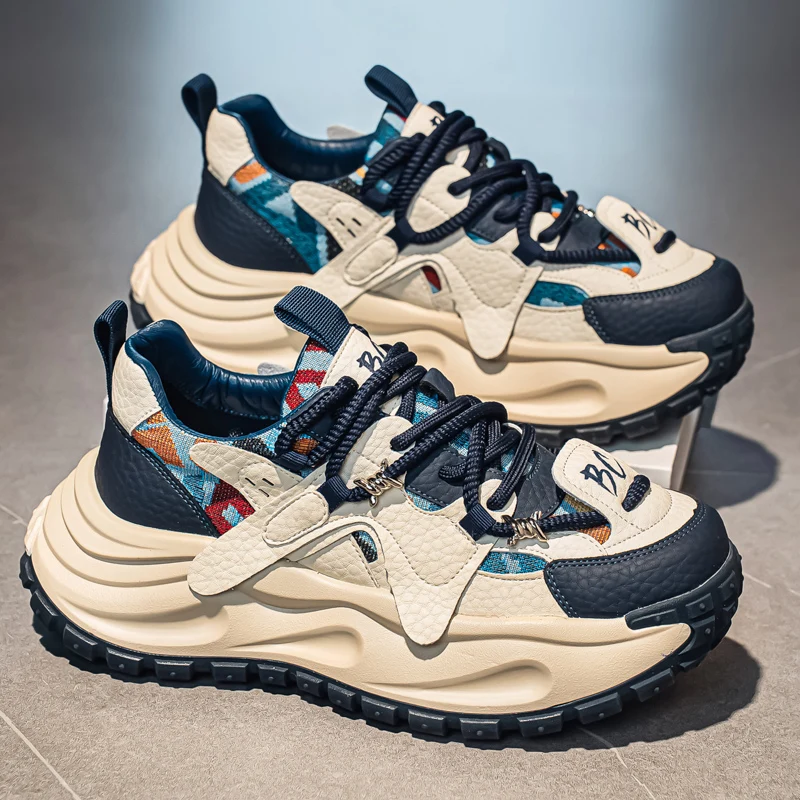 

Fashion Thick Bottom Breathable Anti Slip Sports Shoe 2026 Spring New Mens Casual Shoes Outdoor Mesh Comfortable Outsole Sneaker