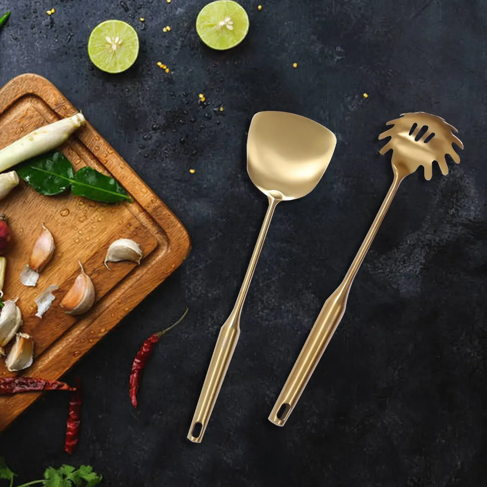 

Stainless Steel Kitchen Utensil Set – Gold Cooking Tools & Gadgets