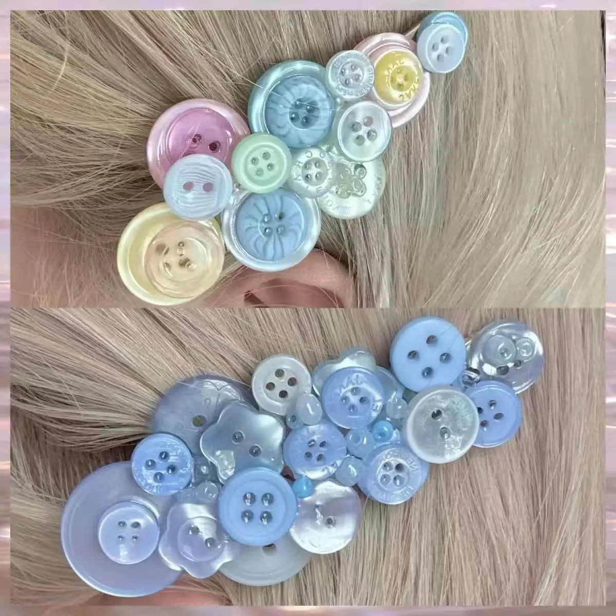 Button hairpin dopamine color retro Japanese sweet side hairpin student high value candy contrasting headgear