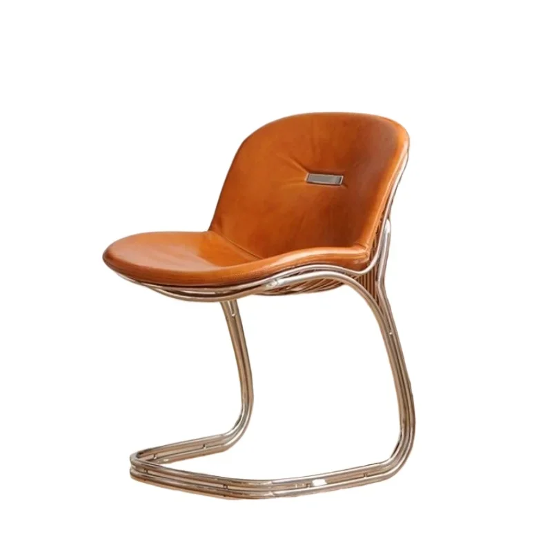 

Suspended medieval leather dining chair light luxury home leisure back chair