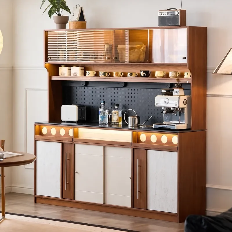 Nordic Solid Wood Dining Side Cabinet Small Apartment Integrated Rock Slab Storage Cabinet Living Room Simple Floor Tea