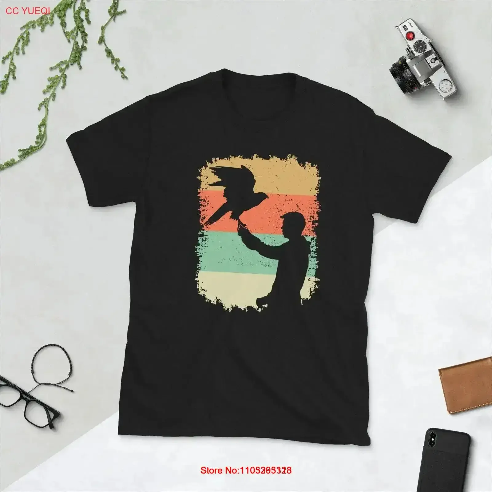 Camiseta estilo retro Falconer, vintage, para cetrería, ornitología, entrenamiento de halcones y aves, con efecto lavado, ropa de diseñador vintage para hombre