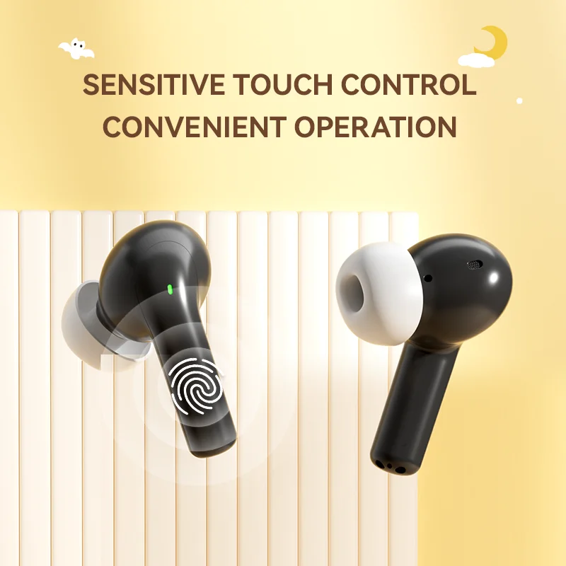Oryginalne słuchawki bezprzewodowe Bluetooth 2025 S220 TWS z dotykowym sterowaniem, adaptacyjnym dopasowaniem i sportowym wzorem, kompatybilne z Androidem i iPhone.