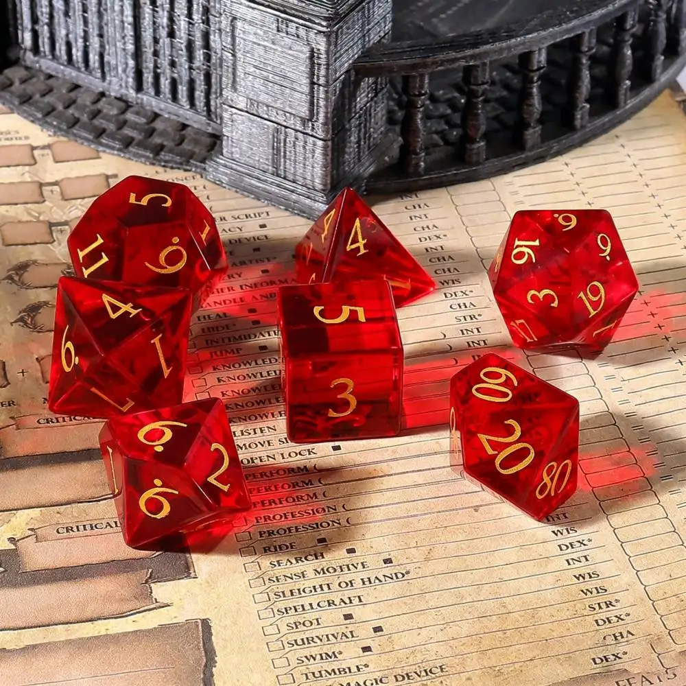 

Red Stone Dice set DND RPG Crystal Dice For Dungeons & Dragons Tabletop Game Gemstone Dice Polyhedral D&D Dices set D6 D20