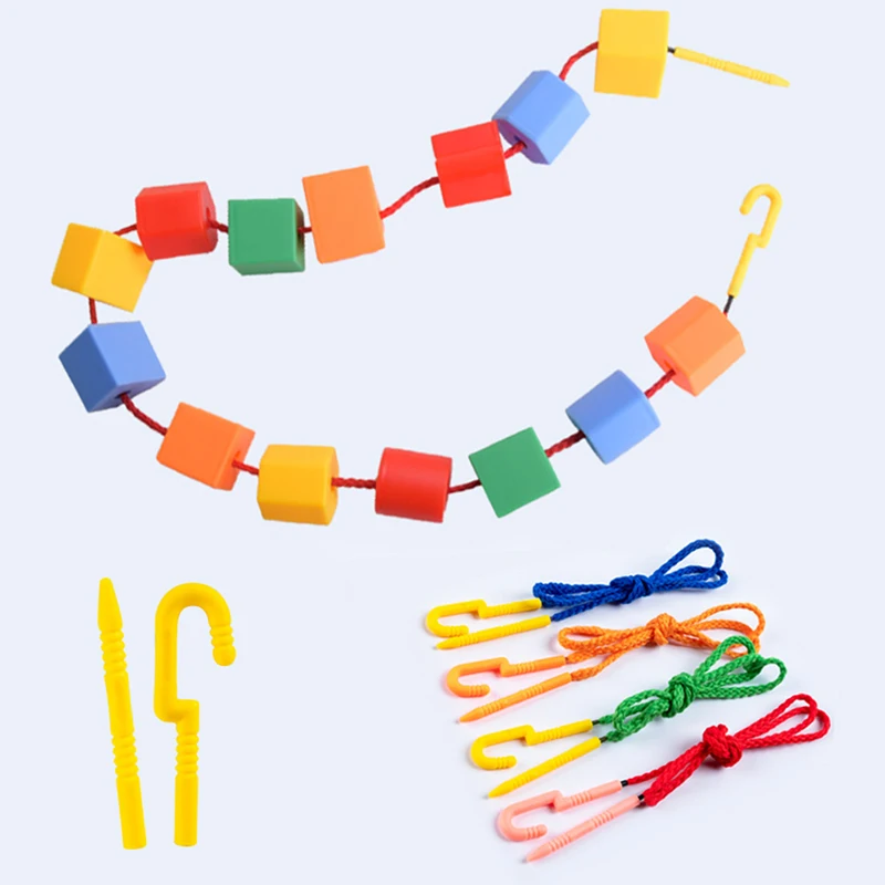 Beads Toys Plastic Children Handmade DIY Puzzle Early Education Toy Rope Threading Games Kids Self Made Bracelet Necklace TMZ