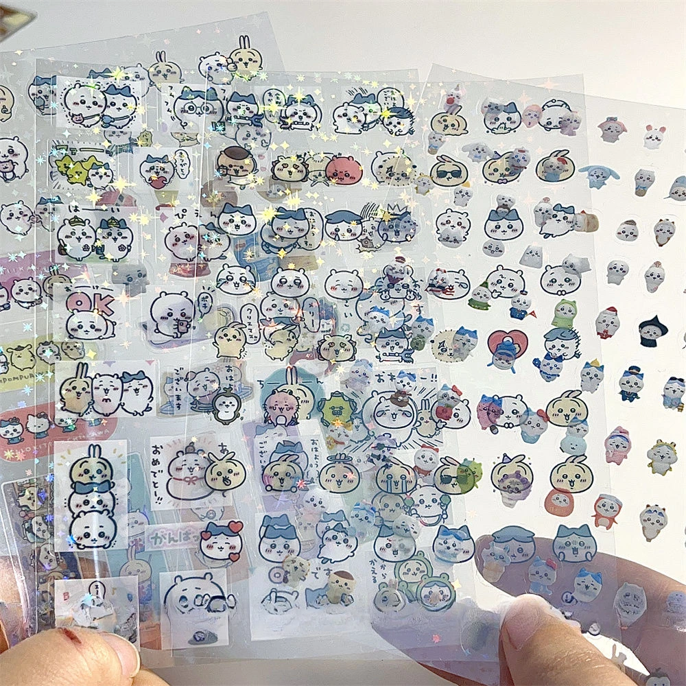 

Cute Japanese Giekawa Double Transparent Cut Film Stickers Cartoon Goo Box Hand Account Collage Material Stickers
