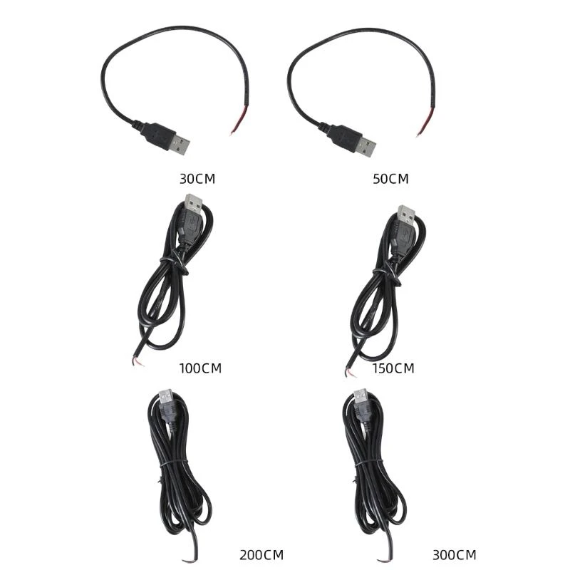 

Male USB to 2 Pin Extension Cord Pigtail 2pin Power Cable Line 22AWG Support 5V 3A Charging for DIY Electronics W8EC