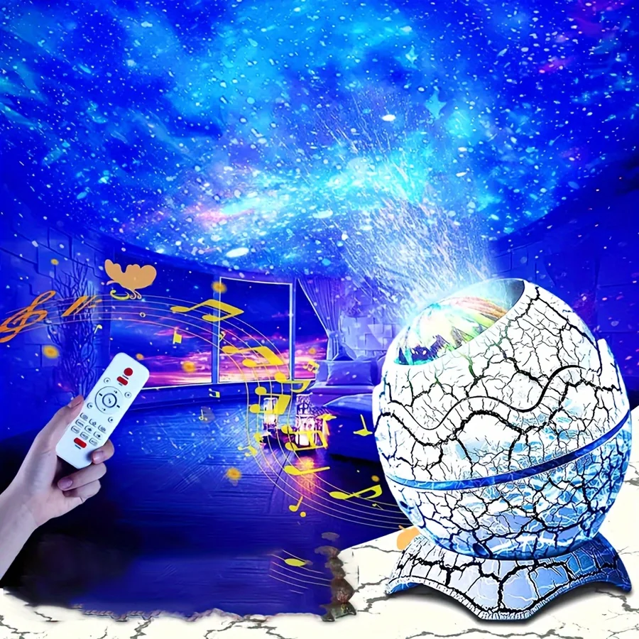 

3D Crack Dinosaur Egg Star Projection Lamp Atmosphere Speaker LED Night Light