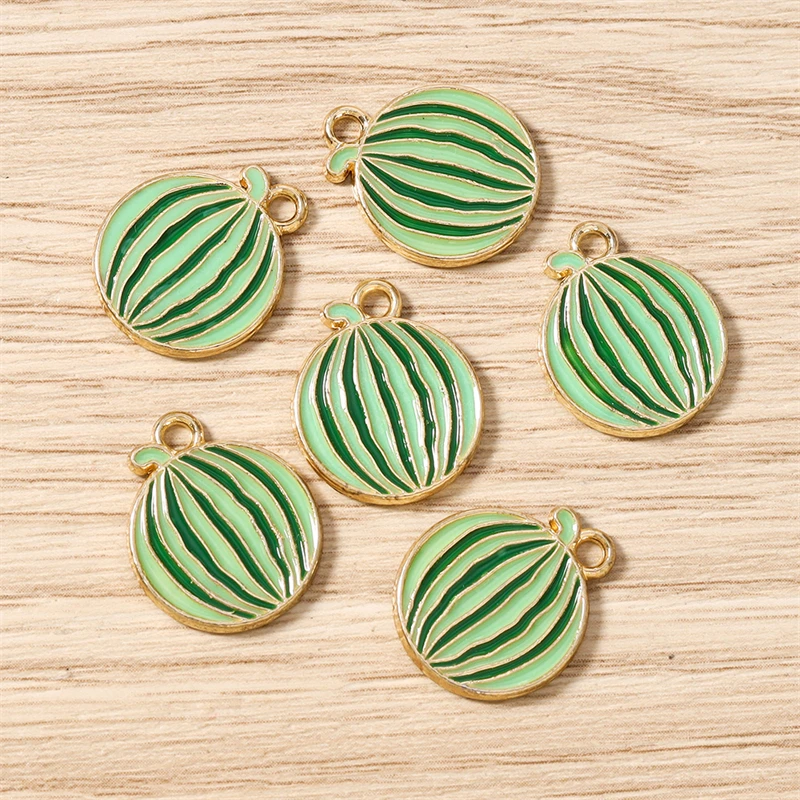 10 Stück 15x17mm Niedliche Emaille-Frucht-Wassermelonen-Anhänger für die Herstellung von Anhängern, Halsketten, Ohrringen, Armbändern, DIY-Handwerk und Schmuckzubehör – Detail 4