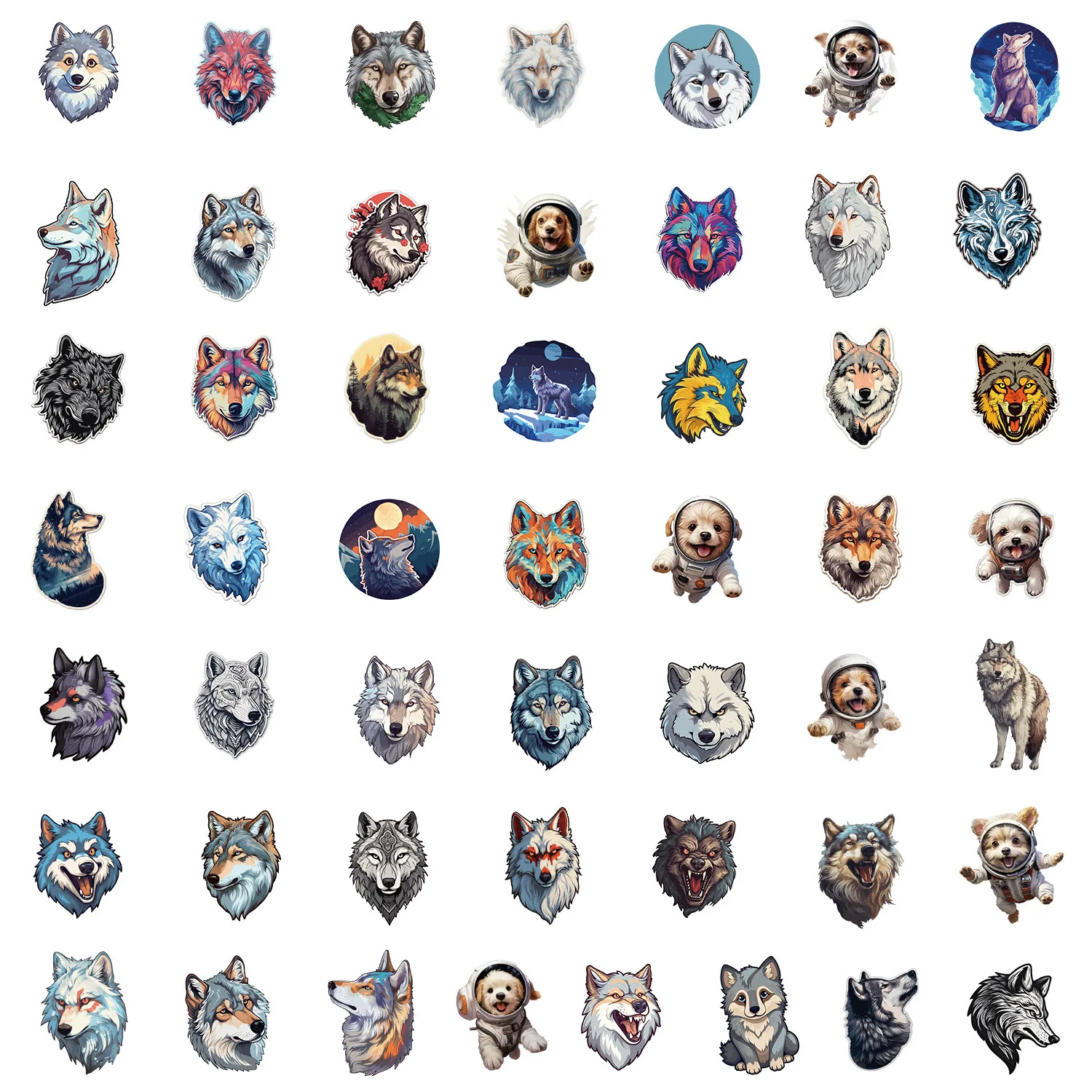 10/50pcs Cute Wolf Dog Graffiti Animal Stickers Waterproof DIY Skateboard Scrapbook Phone Notebook Laptop Fridge Car Sticker Toy