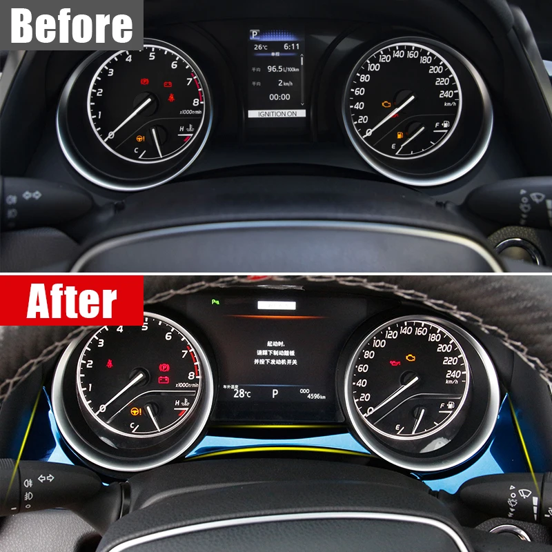 For Toyota Camry XV70 70 2018 2019 2020 2021 2022 2023 Stainless Car Dashboard Speedometer Gauge Panel Trim Sequin Sticker Cover