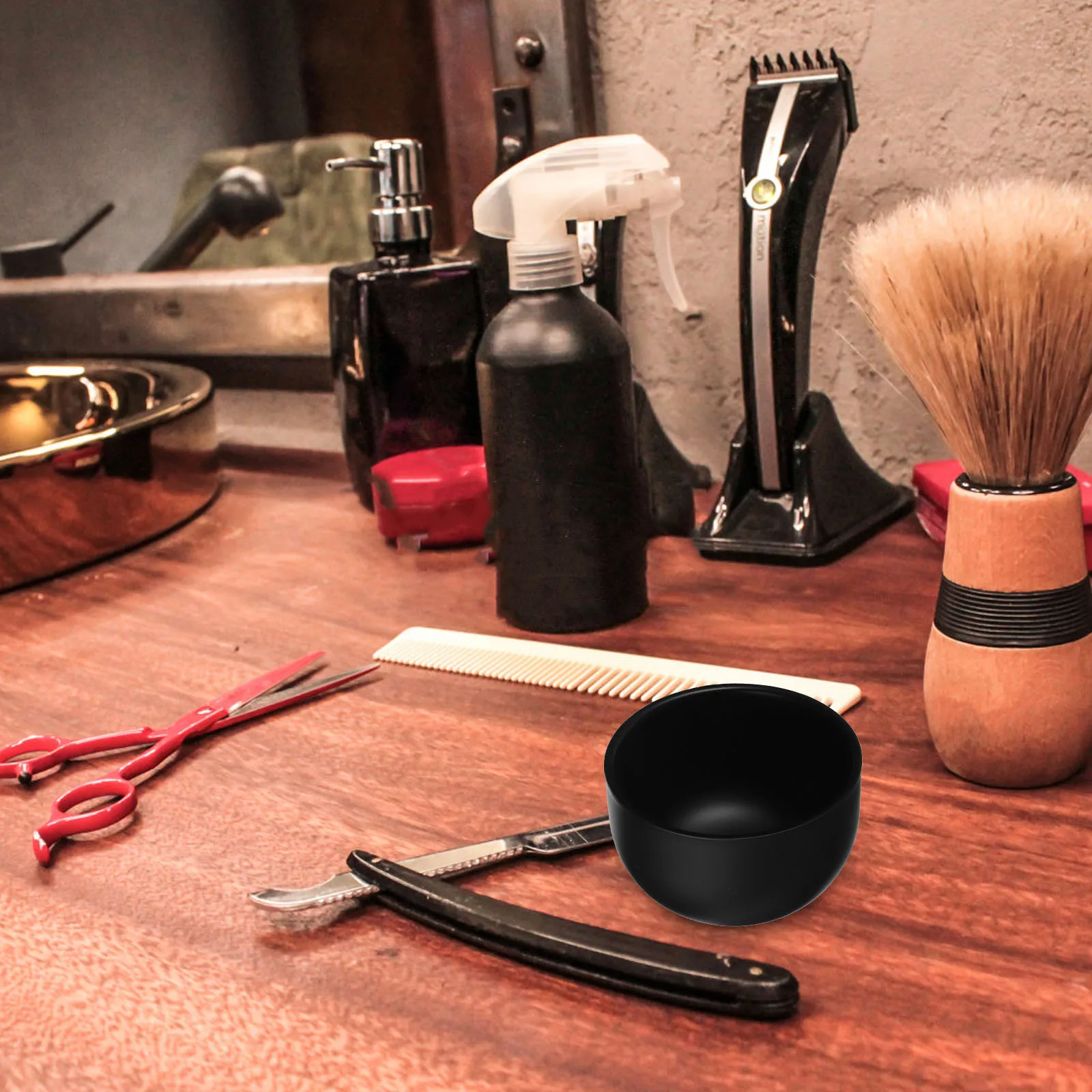 

Stainless Steel Shaving Bowl Black Double Layer Anti-Slip Large Capacity For Shave Soap Brush Lathering Men Wet Shave