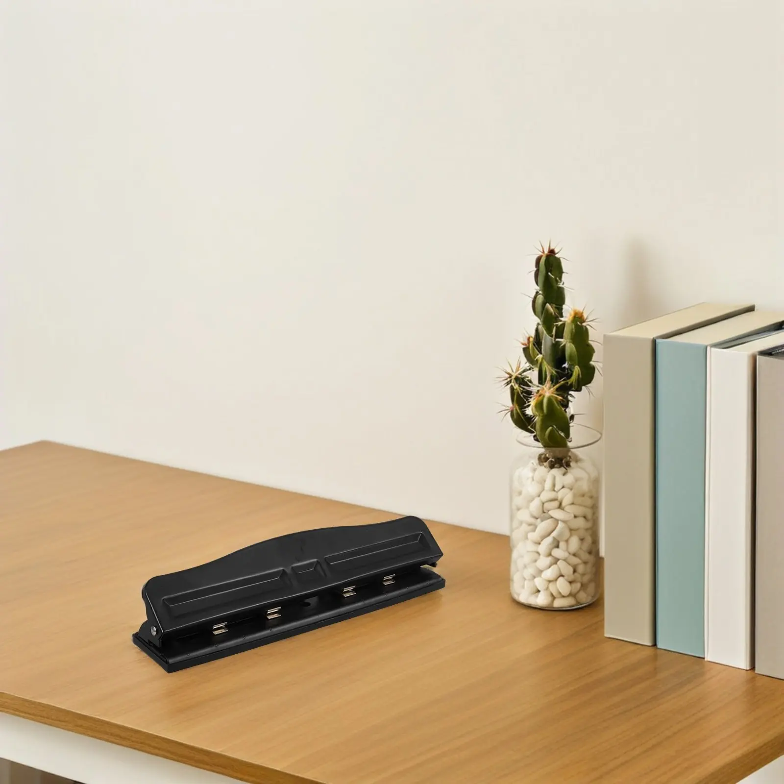 

Black 4 Hole Puncher for Paper Easy Empty Chip Catcher Office School Binding Supplies Scrapbooks Cards Decorations Craft