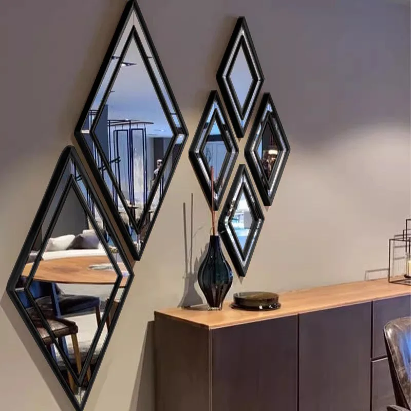 Lingkong mirror, combined versatile wooden European decorative mirror irregular can be customized wall-mounted mirror