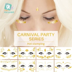 Carnaval maquiagem festa arte corporal ouro flash rosto à prova dwaterproof água transferência de água tatuagem temporária adesivo para mulheres meninas tatuagens falsas