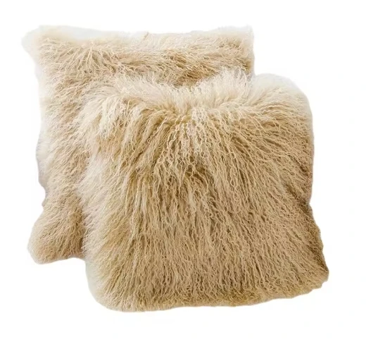 Tibet Natural Lamb Fur Pillow Case, Fluffy Fur Cushion Cover, Mongolian and Tibet