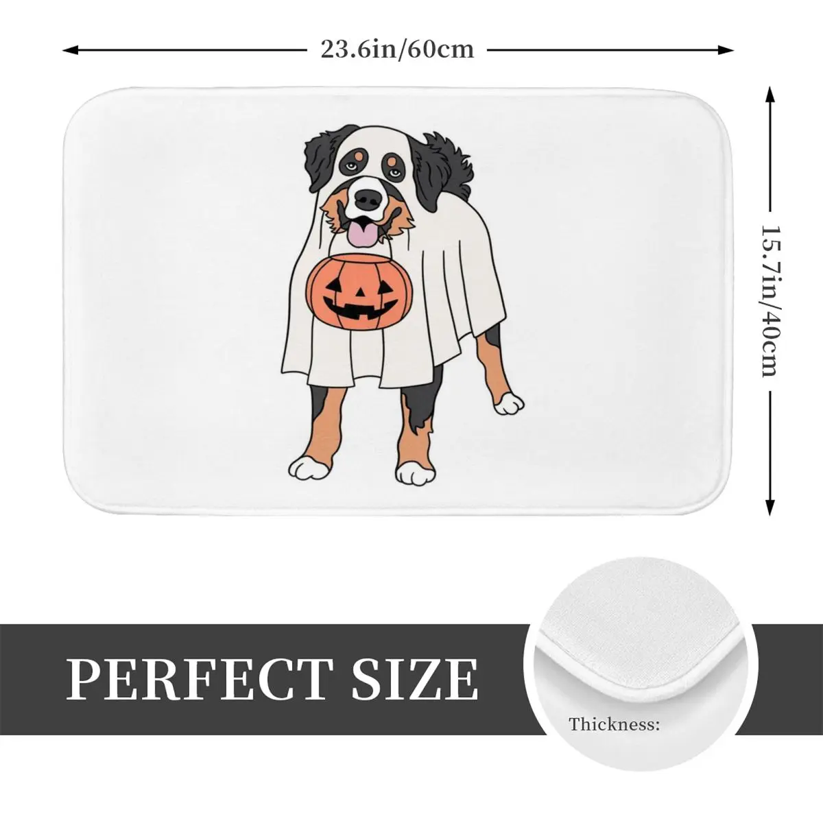 Saint Bernard Dog Halloween Ghost Art Doormat Non-slip Super Absorbent Bath Mat Home Entrance Rug Kitchen Carpet Hallway Footpad