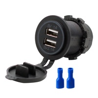 Waterproof 12V-24V Dual USB Charger Socket 5V 3.1A Car Charger with Panel Power Adapter Socket Outlet for Car Marine Motorcycle