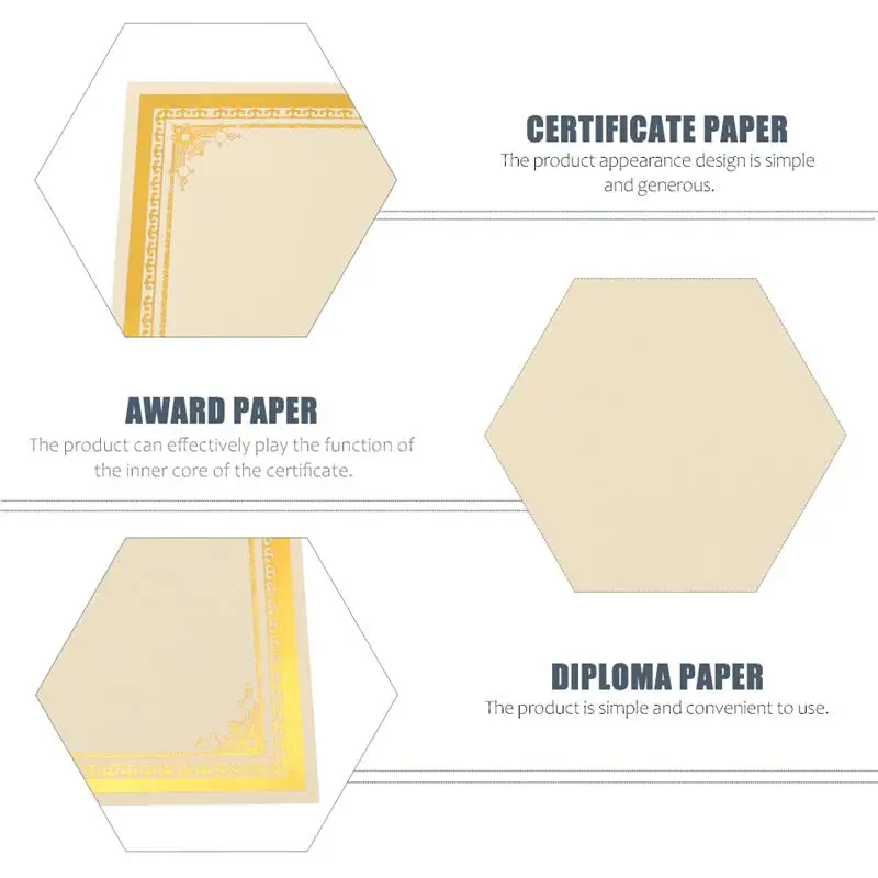 8 Sheets Paper Gold Paper Blank School Certificate A4 Paper Paper Diploma For Campus Award Plated Paper Retro Writing Paper