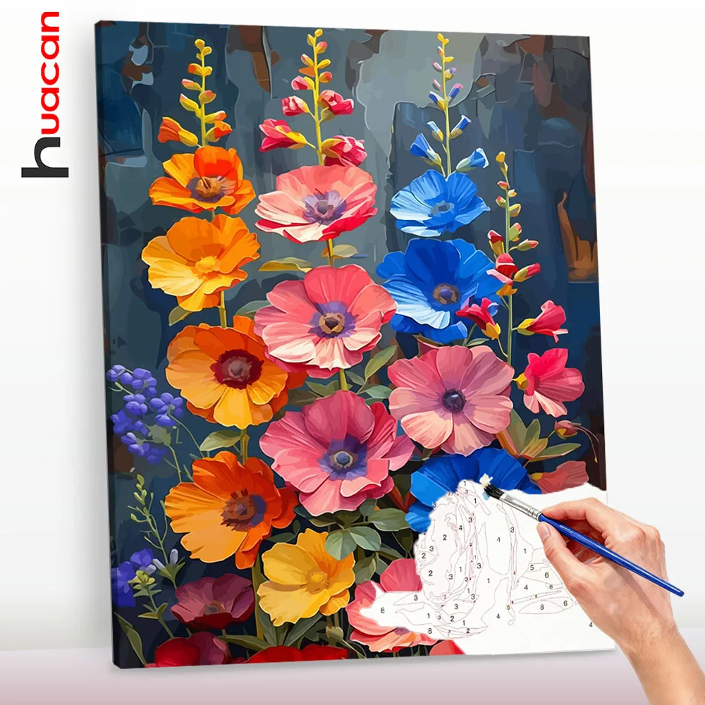 Huacan Malen nach Zahlen für Erwachsene, Blumen-Malset für Erwachsene, DIY-Malset, Kunsthandwerk, Kunstbedarf, Set zum Zeichnen, Heimdekoration